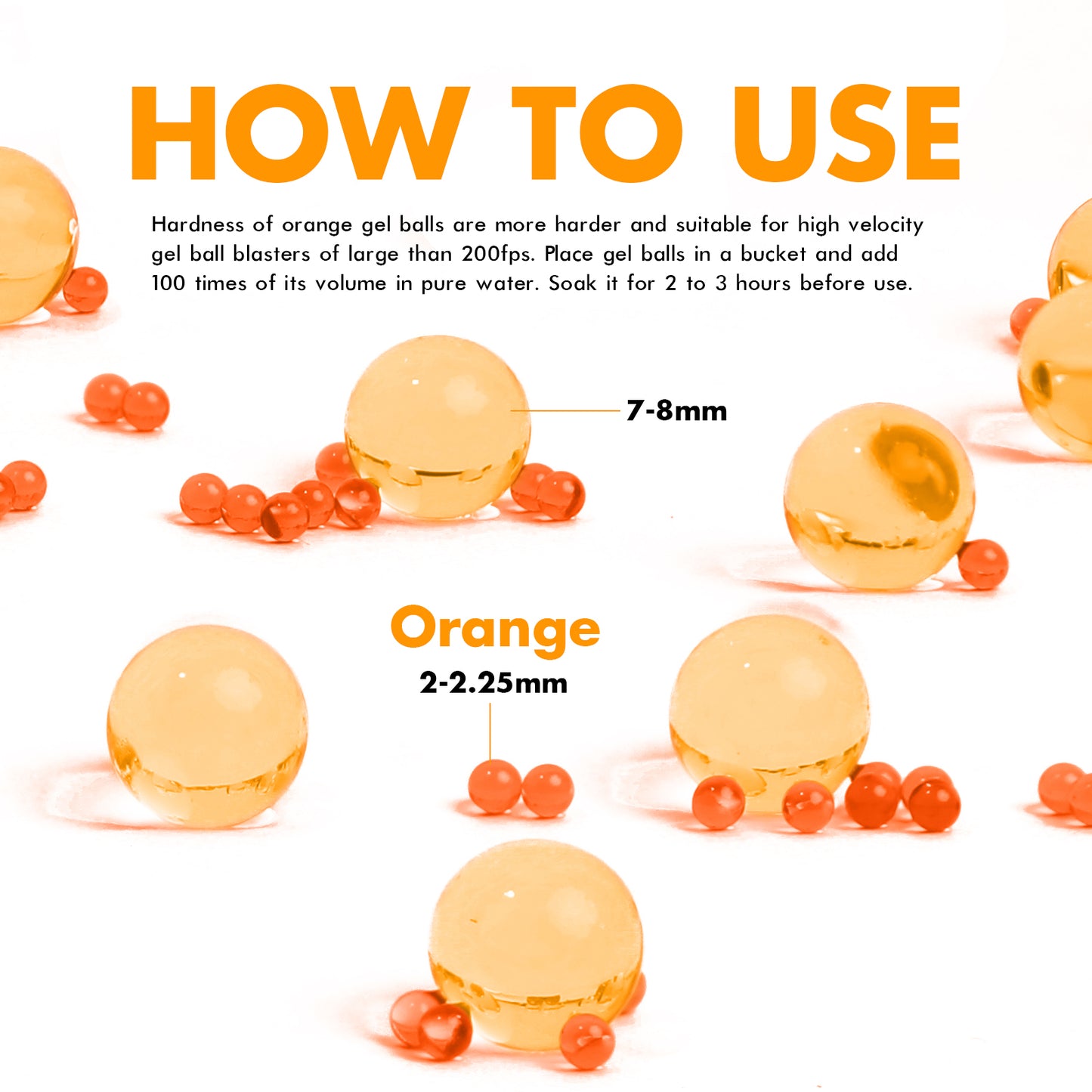 7-8mm 70,000 Gel Ball Water Bead Refill Ammo (Orange)