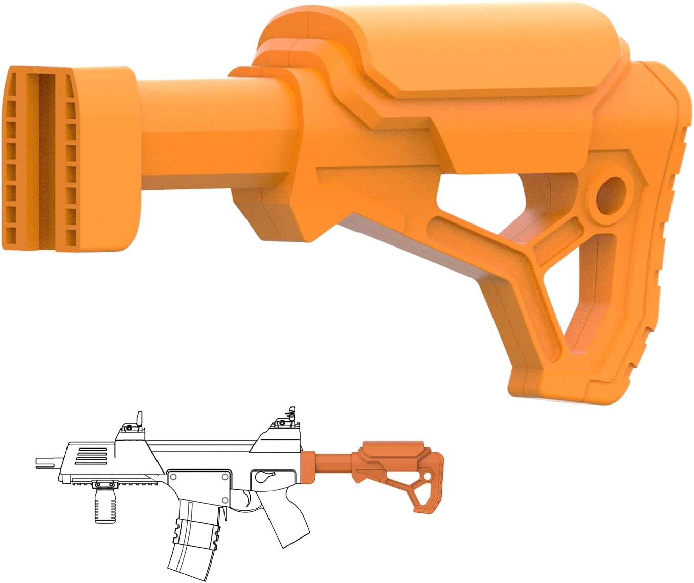 Tactical Rear Stock for SplatRball SRB400, SRB400-SUB, SRB1200, SRB375M